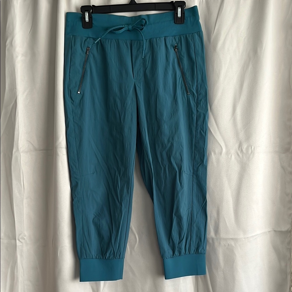Athleta Trekkie North Teal Blue Crop Joggers Pants Size 8 Petite - Picture 4 of 7